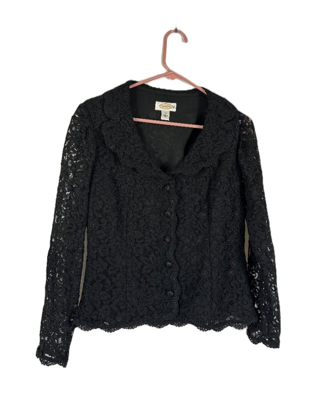 Talbots Vintage Lace Blazer Jacket Black 8